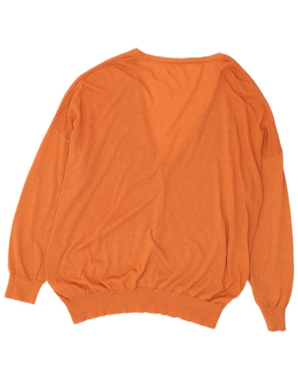 Zara Womens Cardigan Oversize Pull UK 16 Grand Orange Acrylique