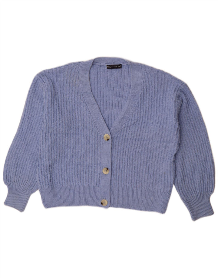 Marks & Spencer Pull cardigan court surdimensionné pour femme UK 14 Bleu moyen