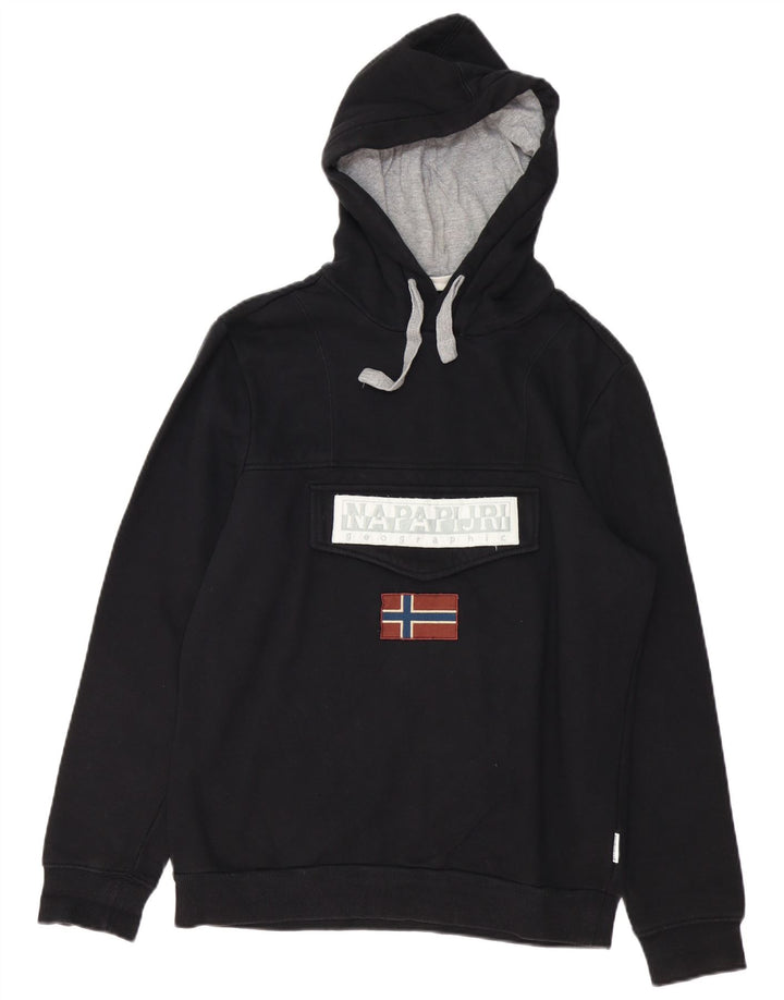 NAPAPIJRI Pull à Capuche Graphique Homme Noir Moyen Coton