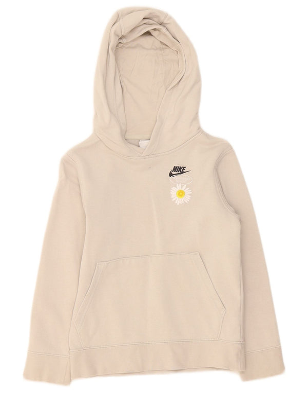Nike Pull à capuche graphique pour fille 8-9 ans Petit coton floral beige
