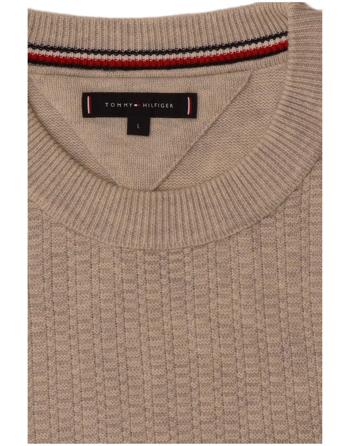 Tommy Hilfiger Pull à col rond pour homme Large Beige