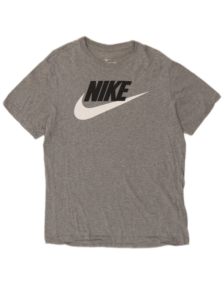 NIKE Mens Graphic T-Shirt Top Medium Grey Cotton