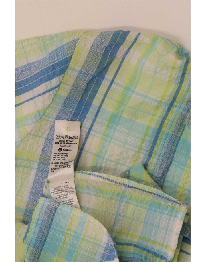 Marks & Spencer Chemise à manches courtes pour femme UK 22 3XL Vert à carreaux Polyester