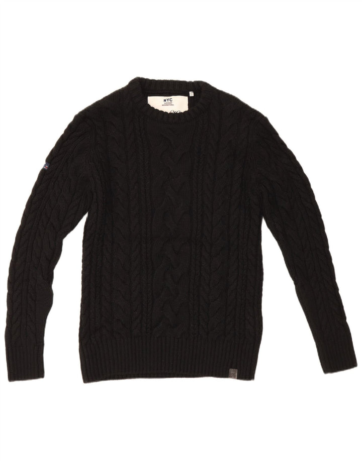 Superdry Pull ras du cou pour homme, grand, noir, acrylique