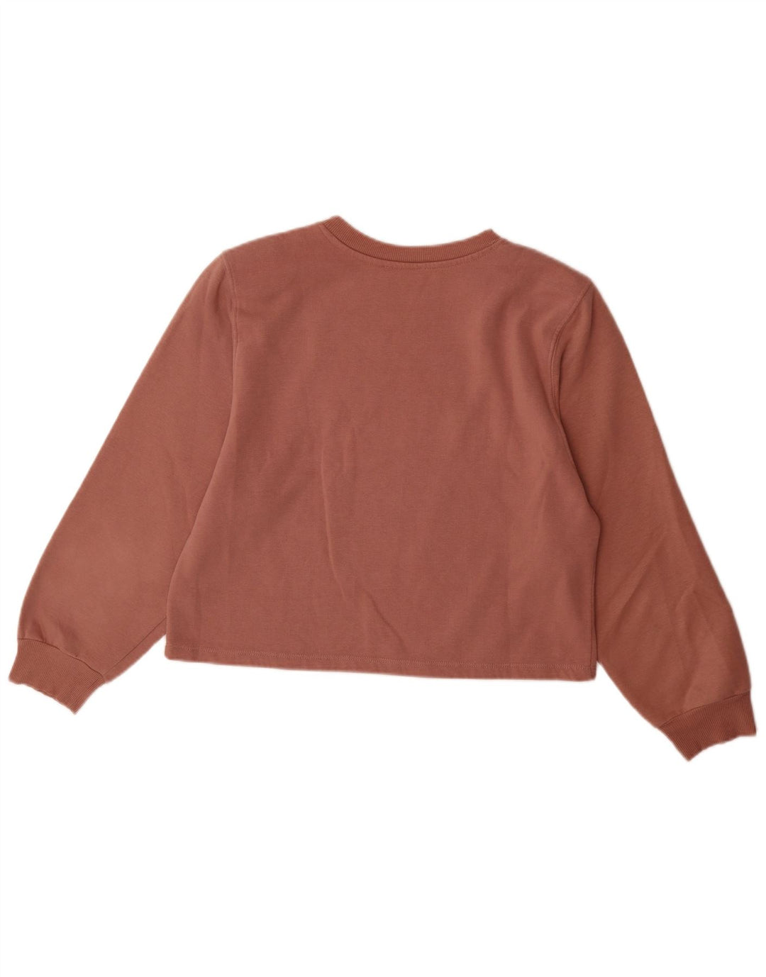 ZARA Womens Crop Sweatshirt Jumper UK 14 Medium Brown Cotton