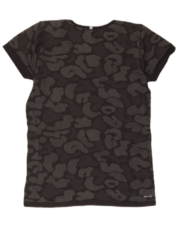 Nike Womens Dri Fit T-Shirt Top UK 14 Large Noir Camouflage