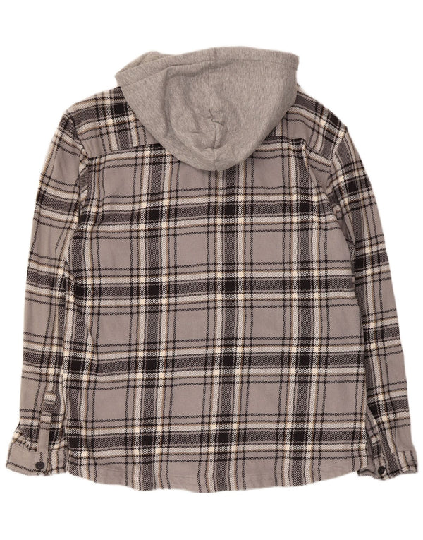 Tom Tailor Chemise à capuche en flanelle pour homme Coupe décontractée XL Gris à carreaux en coton