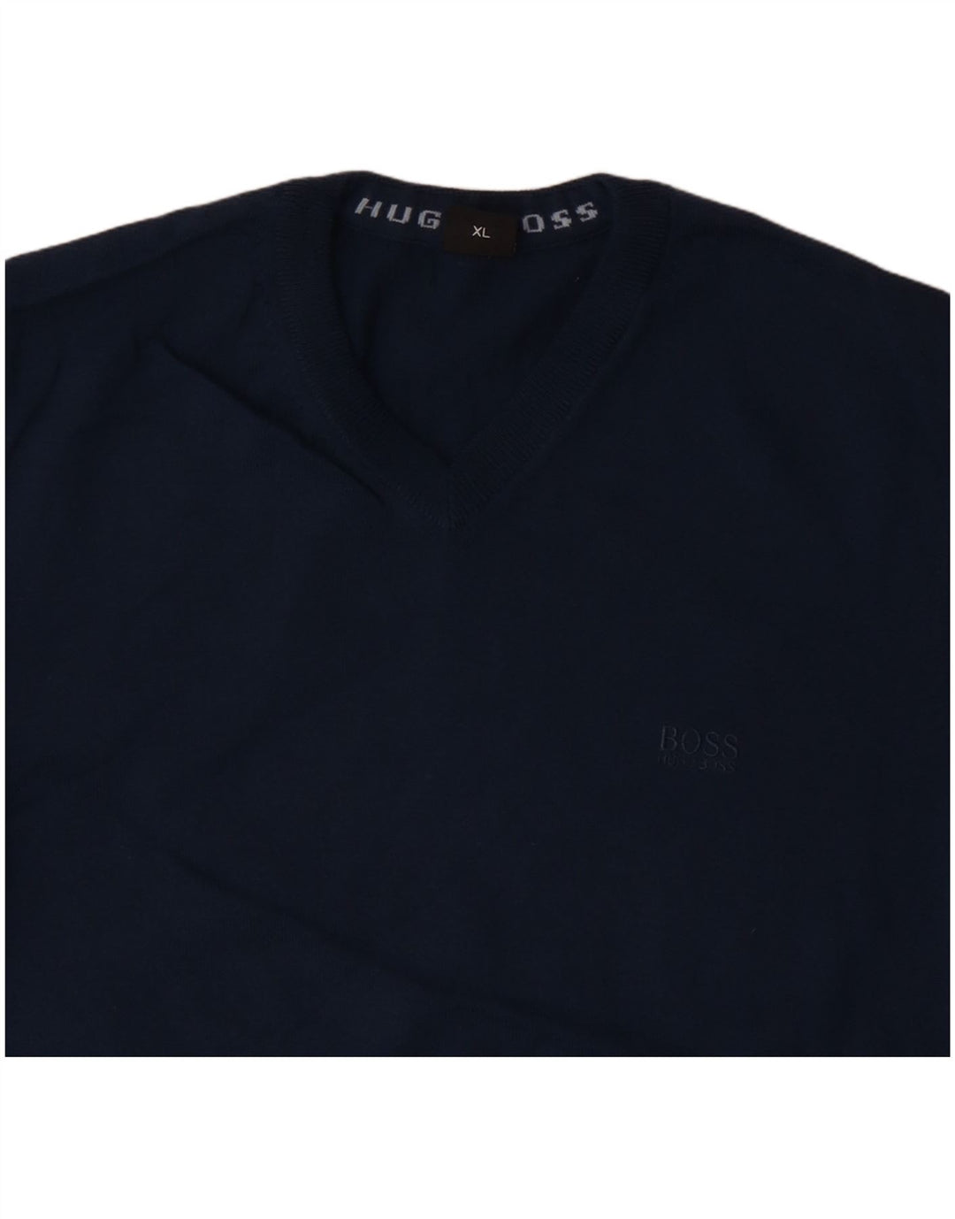 HUGO BOSS Homme Pull Col V XL Bleu Marine Laine