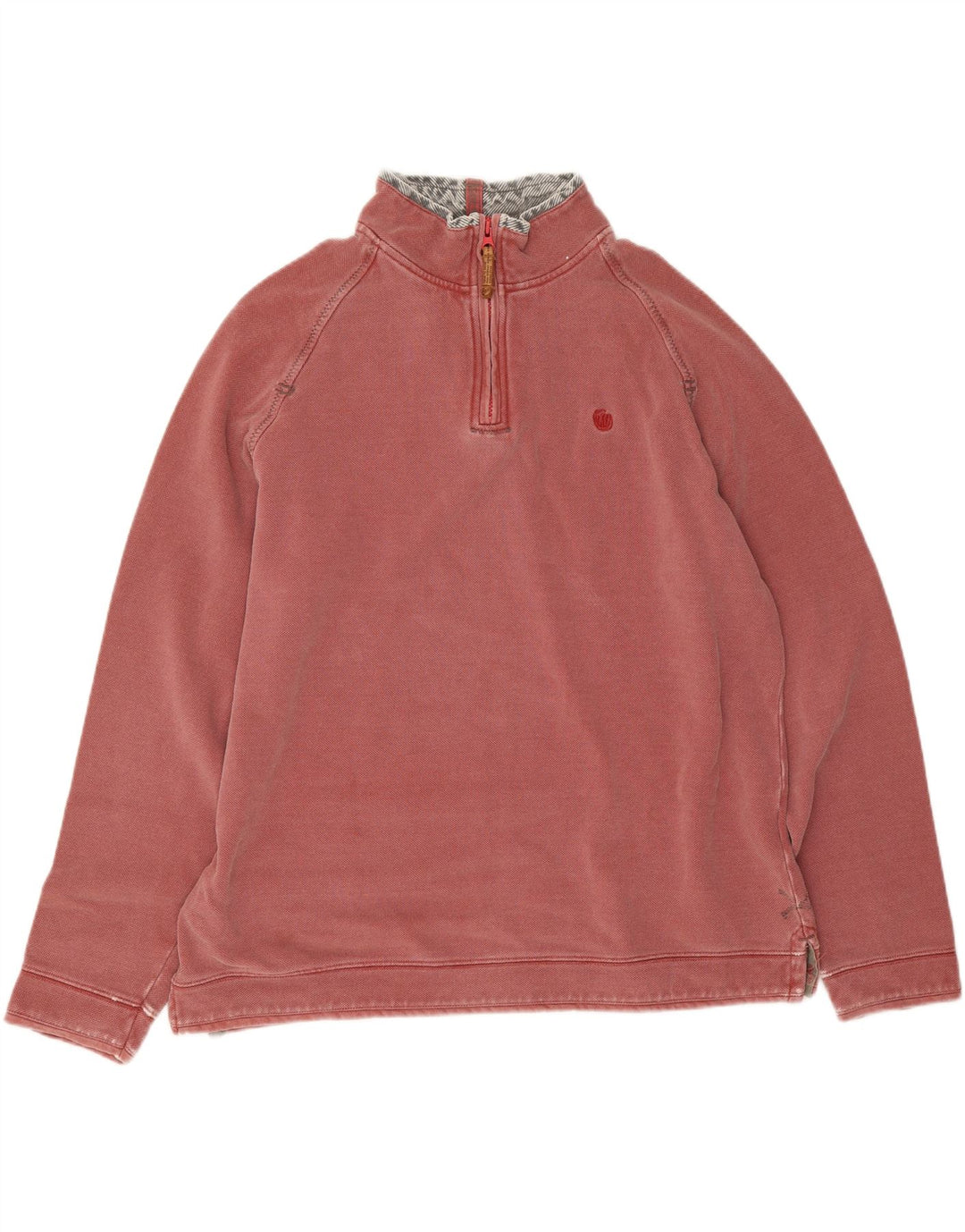 Fat Face Sweat-shirt à col zippé pour homme en coton rose Taille L