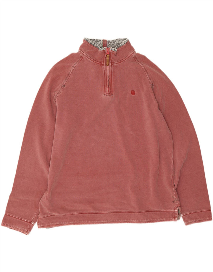 Fat Face Sweat-shirt à col zippé pour homme en coton rose Taille L