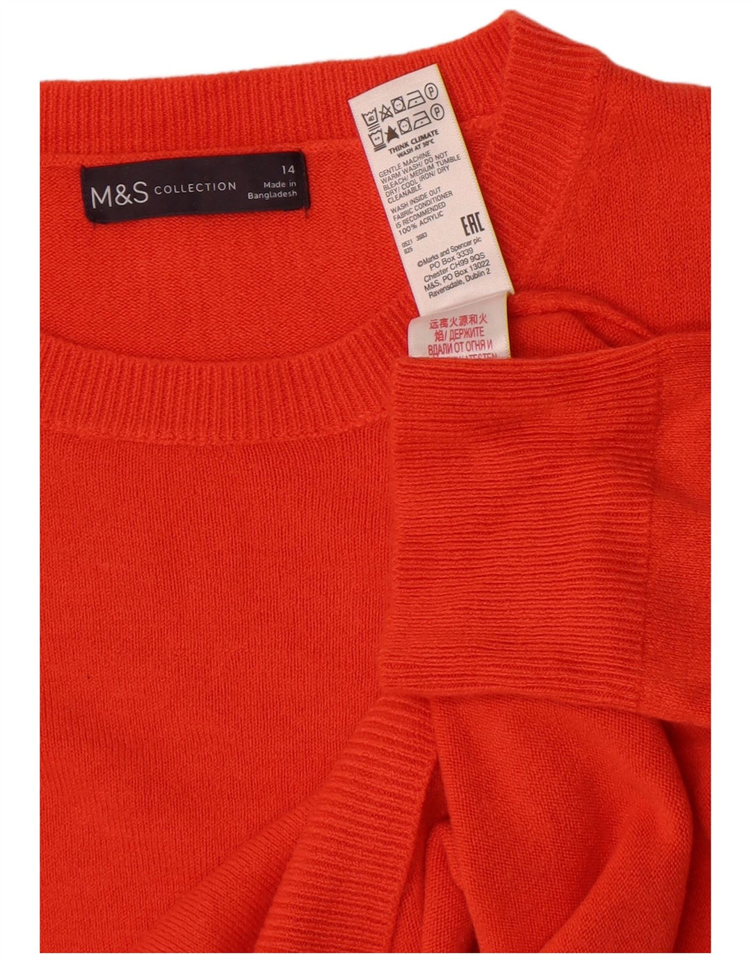 Marks & Spencer Pull à col rond pour femme UK 14 Acrylique orange moyen