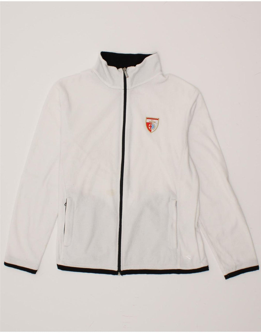 DIADORA Womens Fleece Jacket UK 14 Medium White Polyester Vintage Diadora and Second-Hand Diadora from Messina Hembry 
