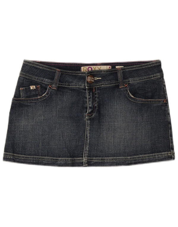 Roxy Mini jupe en jean coupe droite pour femme US 12 Large W32 Bleu Coton