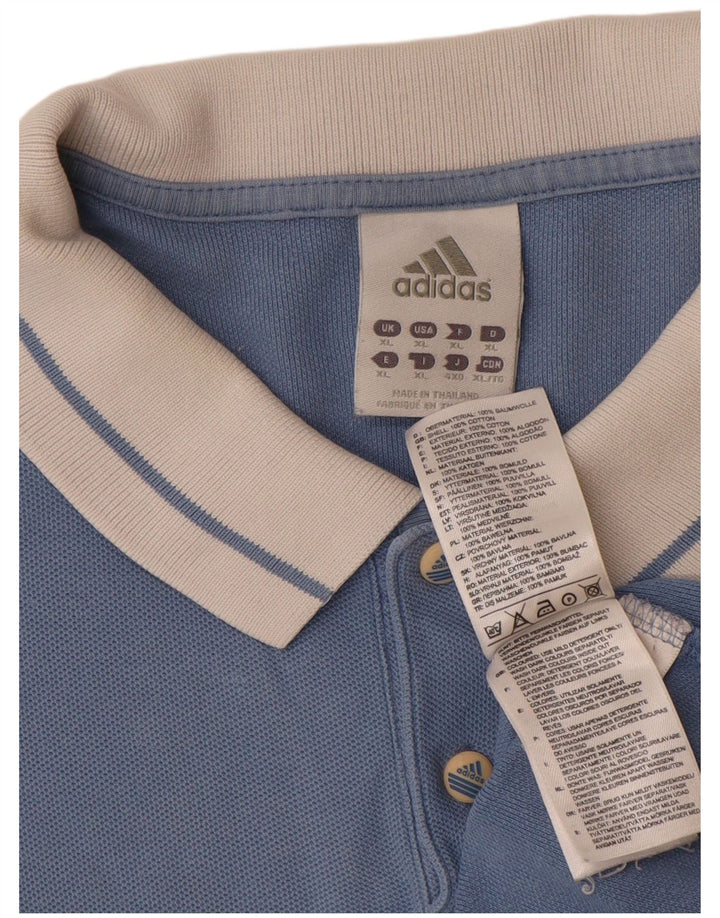 ADIDAS Polo Homme XL Bleu Colorblock Coton