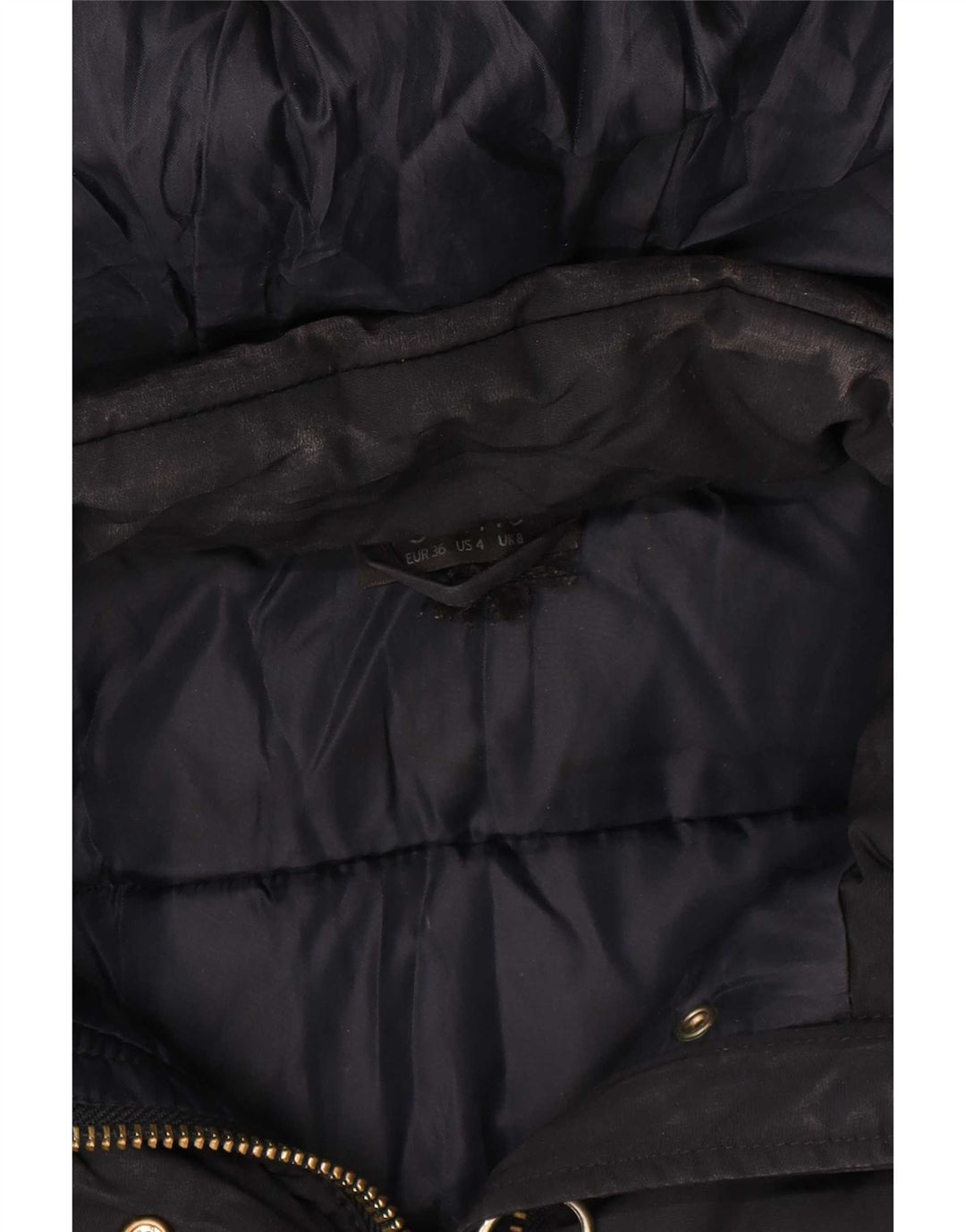 Topshop Veste matelassée à capuche pour femme UK 8 Small Bleu marine Polyester