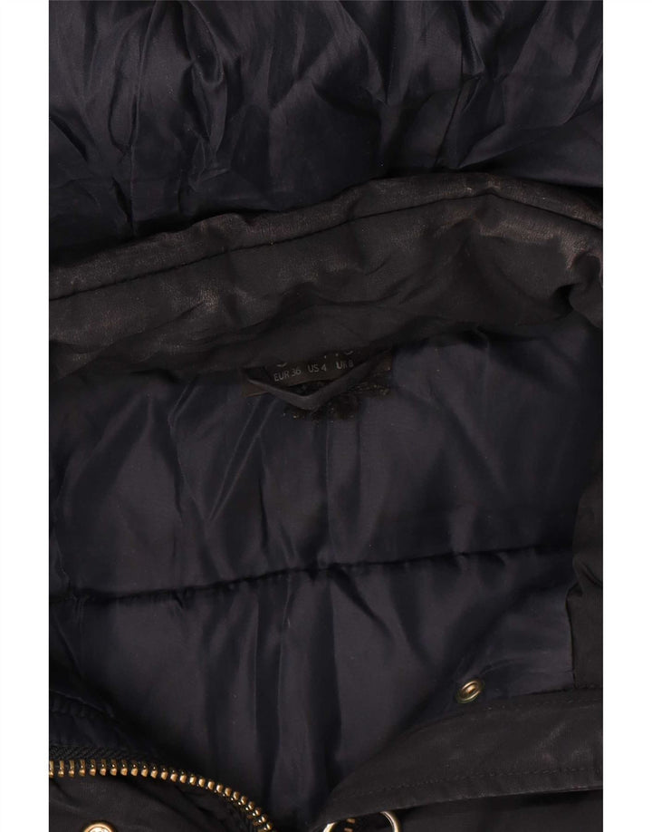 Topshop Veste matelassée à capuche pour femme UK 8 Small Bleu marine Polyester