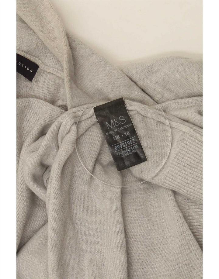 Marks & Spencer Pull cardigan long pour femme UK 10 Petit acrylique argenté