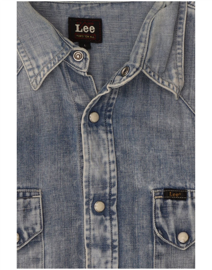 Lee Chemise en jean délavé à l'acide pour hommes, grand coton bleu