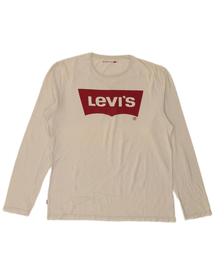 LEVI'S Haut graphique à manches longues pour homme en coton blanc