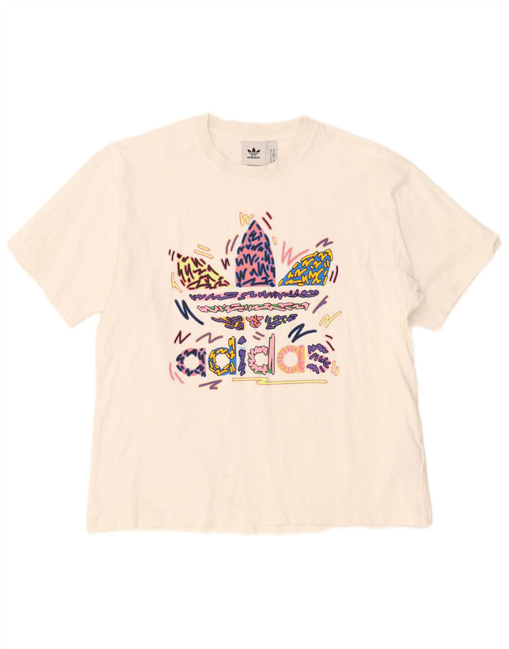 Adidas T-shirt graphique pour homme en coton blanc moyen