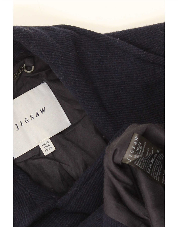 Jigsaw Caban Femme UK 10 Petite Laine Bleu Marine
