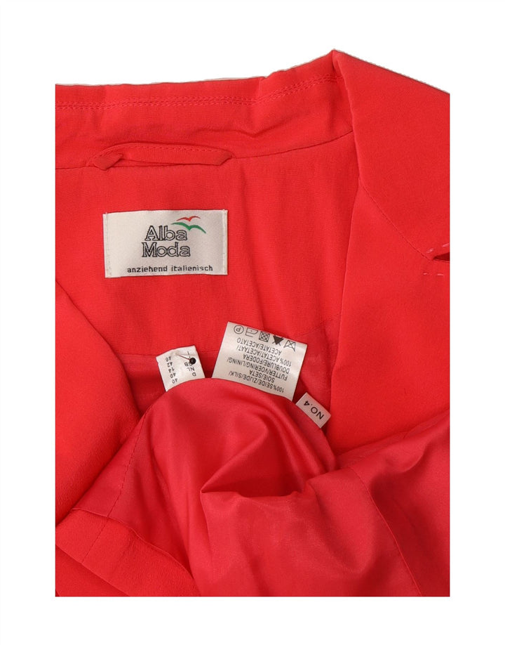 ALBA MODA Womens 2 Button Blazer Jacket UK 14 Large  Red Acetate Vintage Alba Moda and Second-Hand Alba Moda from Messina Hembry 