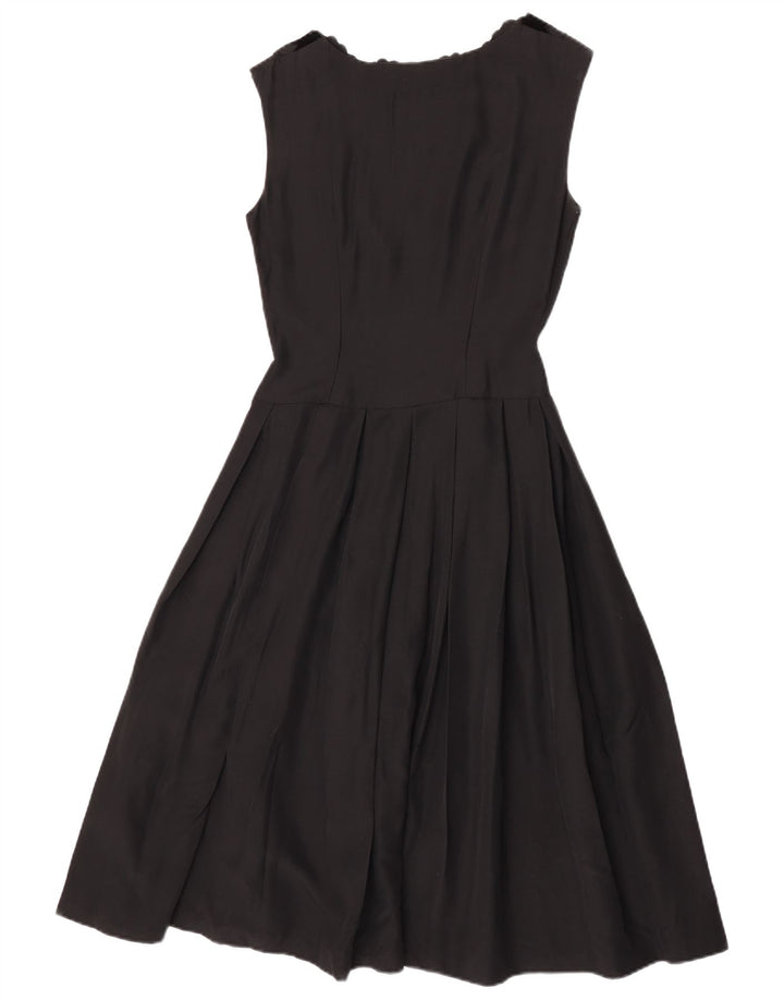 vintage Femme Robe A-Line sans manches EU 36 Petit Noir