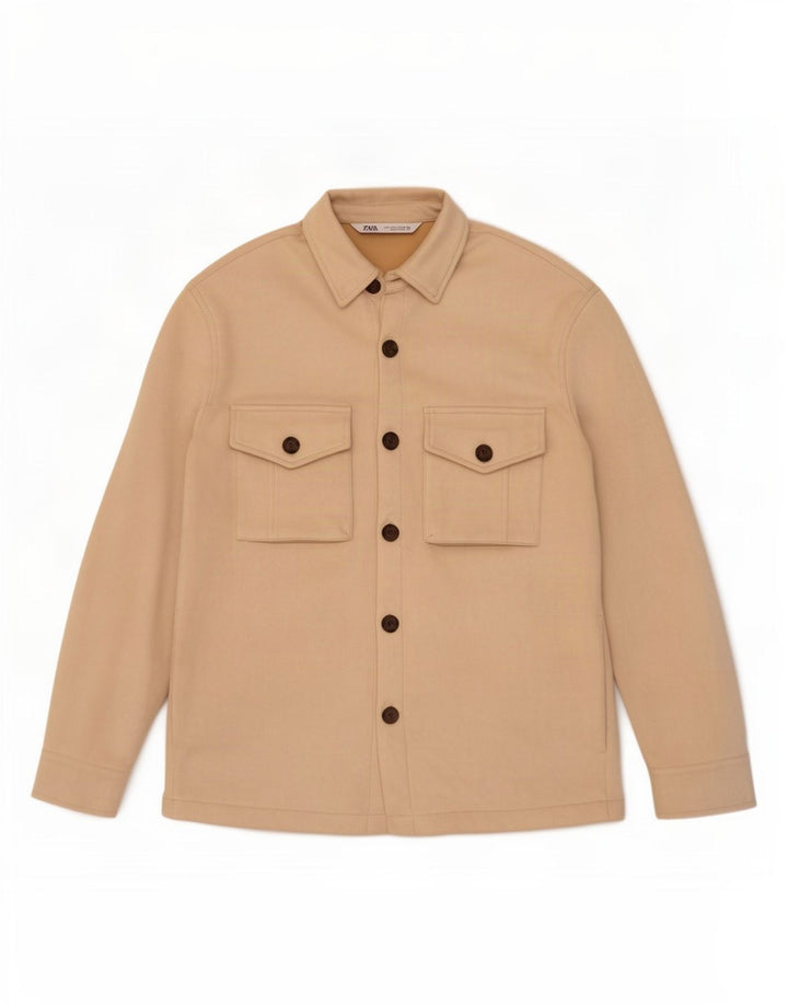 Zara Veste Bomber Homme UK 36 Petit Polyester Blanc Cassé
