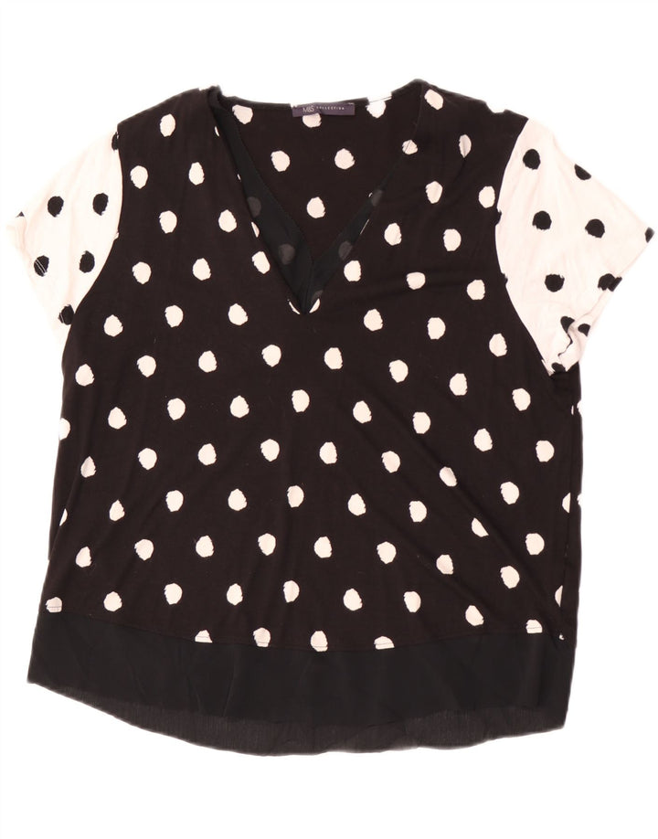Marks & Spencer Chemisier pour femme UK 46 Large Viscose à pois noirs