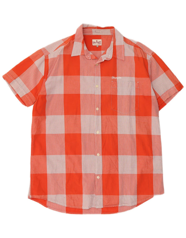 Wrangler Chemise à manches courtes pour homme Coupe régulière 2XL Orange à carreaux en coton