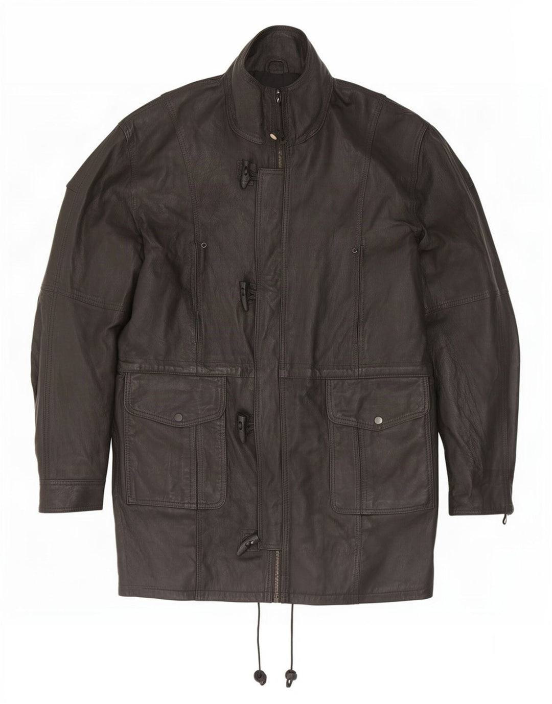 veste en cuir Duffle homme vintage UK 42 XL Noir