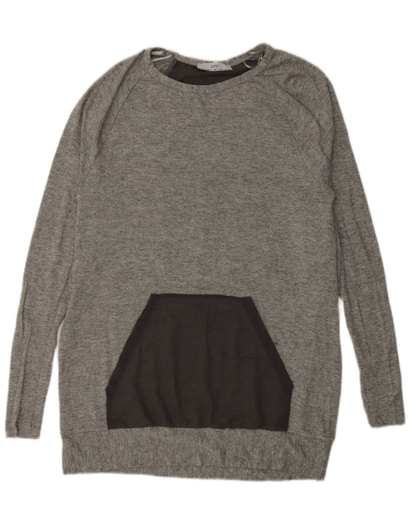 Zara Femme Pull Col Bateau UK 10 Petit Gris Colorblock