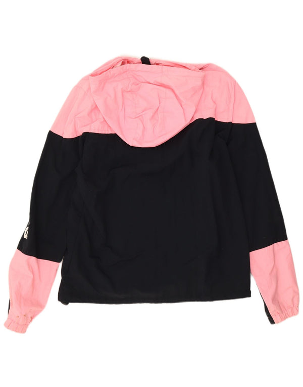 Superdry Veste de pluie à capuche graphique pour femme UK 18 XL Noir Colorblock Nylon