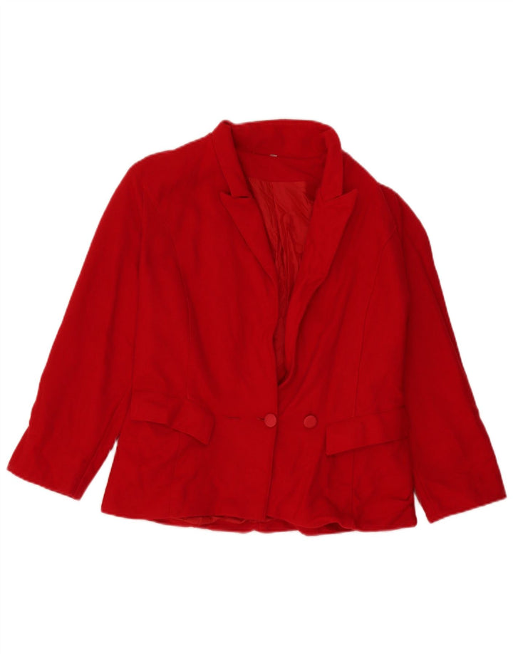 vintage Femme Double Breasted Blazer Veste IT 42 Laine Rouge Moyenne