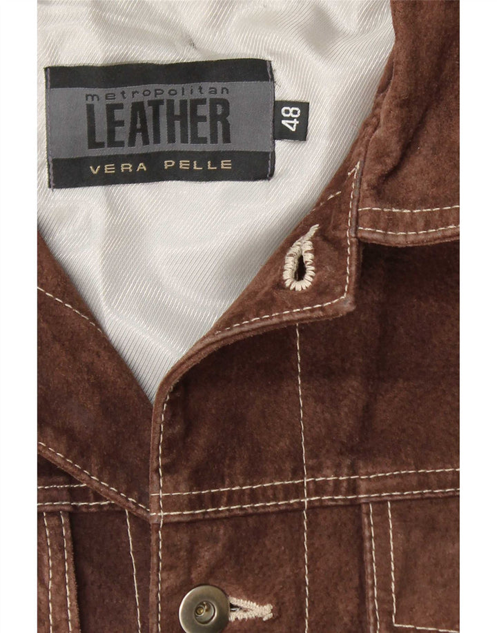 Metropolitan Veste Bomber En Daim Homme IT 48 Cuir Marron Moyen