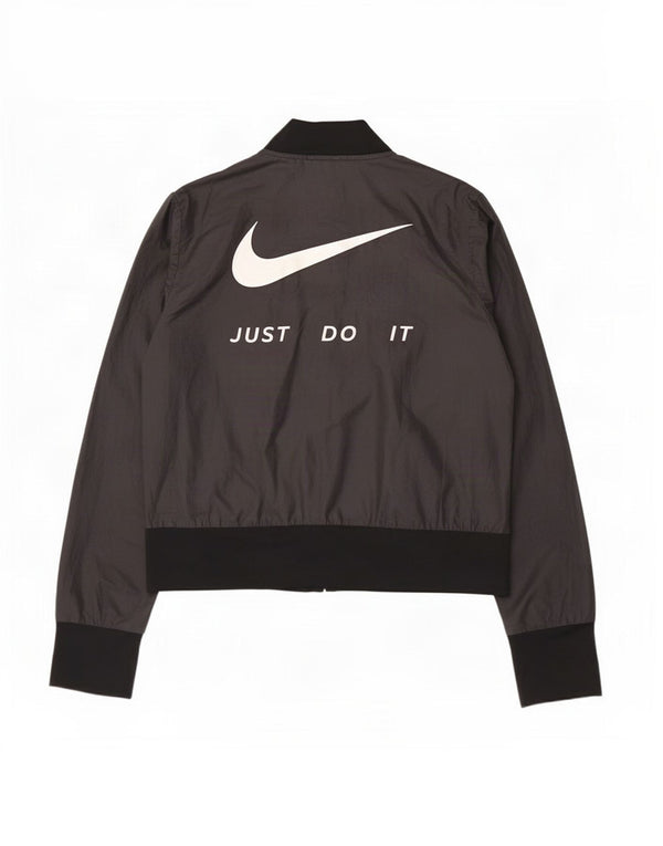 Veste de survêtement graphique Nike pour femme UK 14 Polyester noir moyen