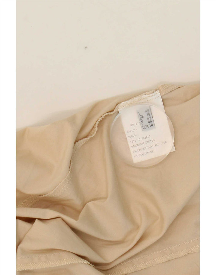ALVIERO MARTINI Chemise Femme UK 16 Grand Coton Beige