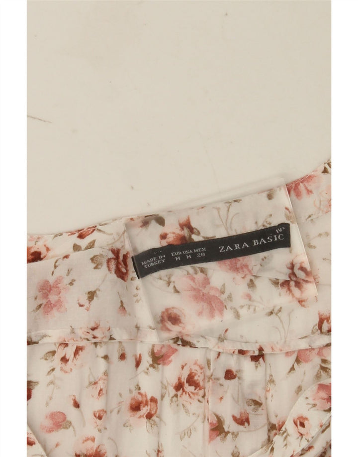 Zara Chemisier à manches 3/4 pour femme UK 14 Medium Blanc Floral