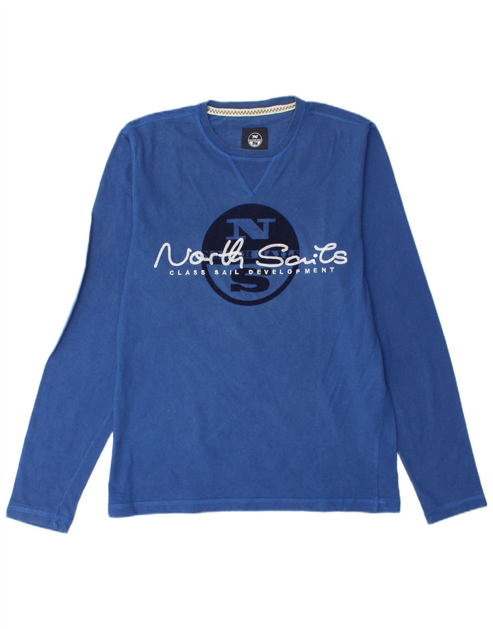 North Sails Haut graphique à manches longues pour hommes en coton bleu moyen