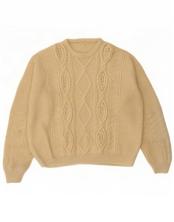 vintage Mens Crew Neck Jumper Pull Grand Blanc Cassé