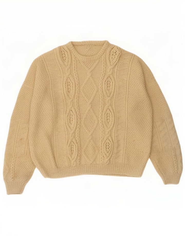 vintage Mens Crew Neck Jumper Pull Grand Blanc Cassé