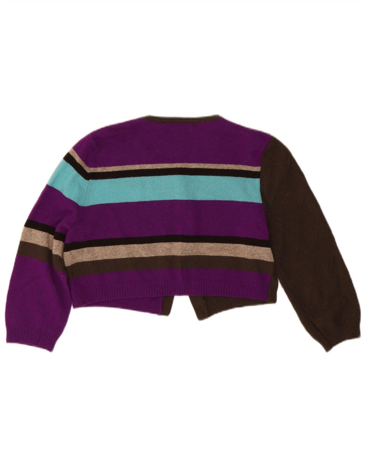 Benetton Pull Cardigan à Manches 3/4 pour Femme UK 12 Medium Multicolore