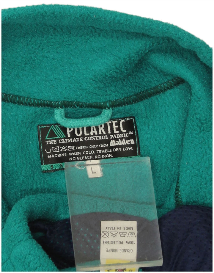veste polaire homme vintage UK 40 grand polyester géométrique vert