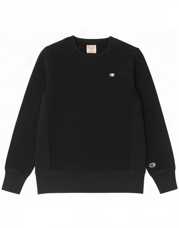 Champion Reverse Weave Sweatshirt Jumper UK 10 Petit Coton Noir