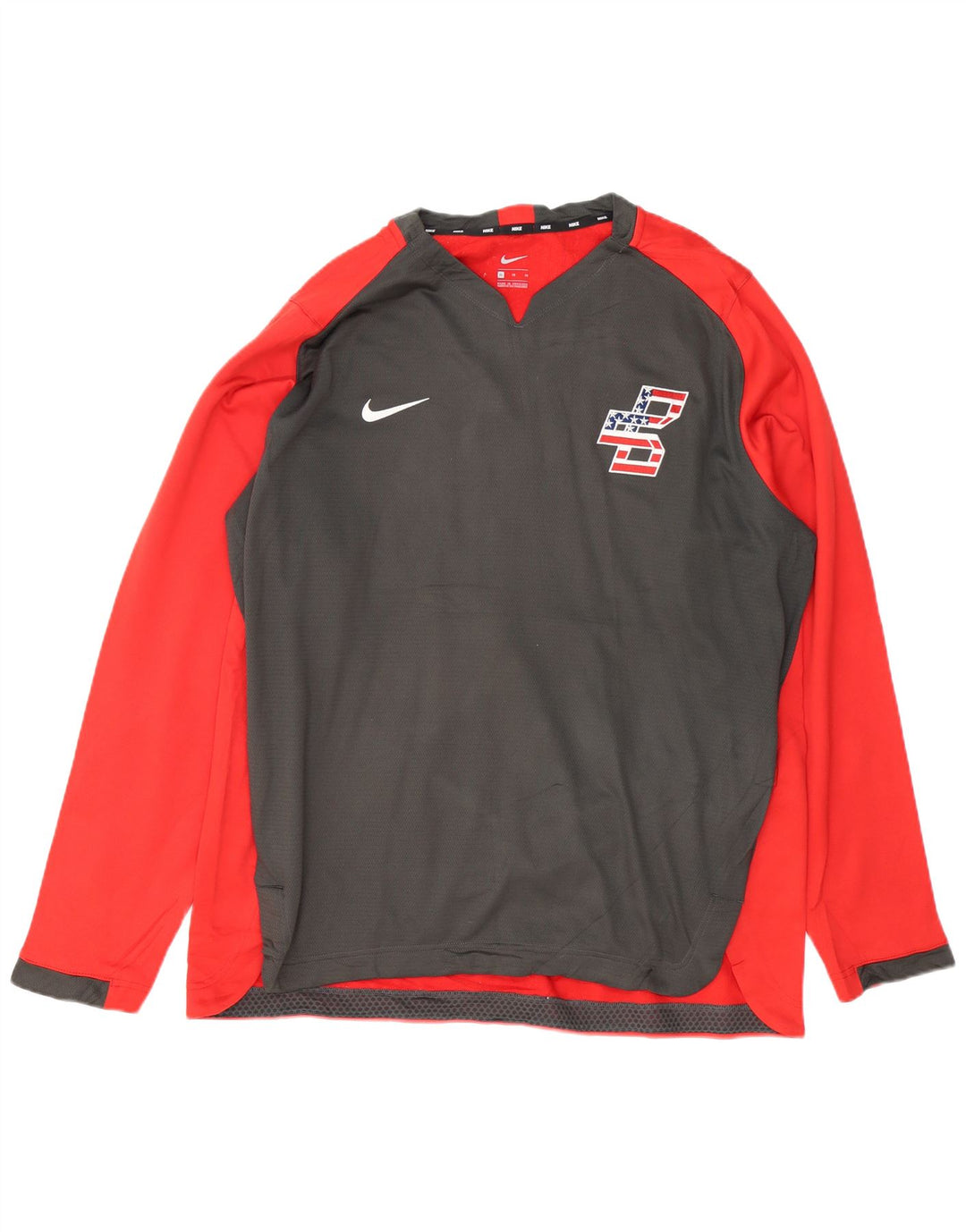 NIKE Haut à manches longues pour hommes XL Rouge Colourblock Polyester
