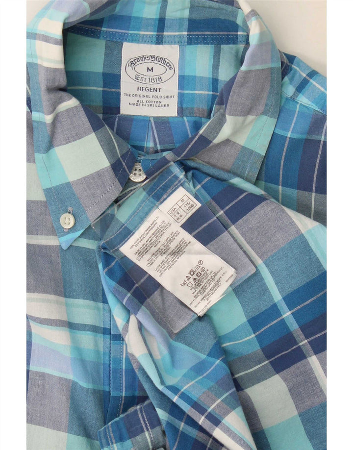 Brooks Brothers Chemise à manches courtes Regent pour homme en coton à carreaux bleu moyen