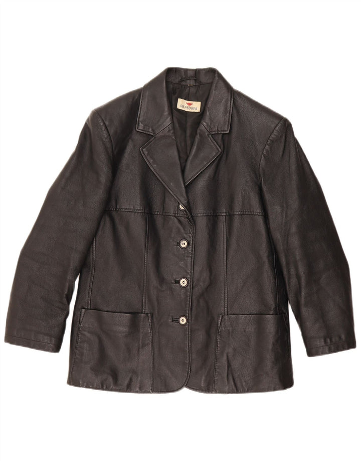 GB.PEDRINI Veste en Cuir Femme IT 44 Cuir Noir Moyen