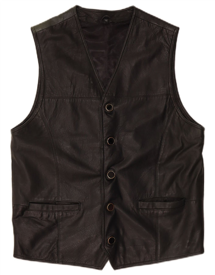 VINTAGE Gilet en cuir pour homme IT 50 Noir moyen