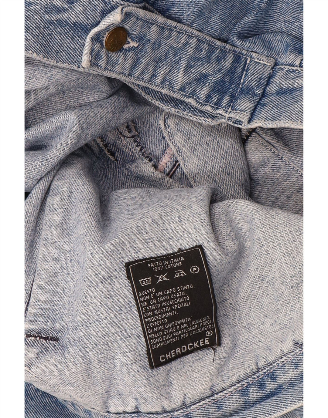 Cherokee Veste en jean graphique pour homme UK 40 Grand coton géométrique bleu