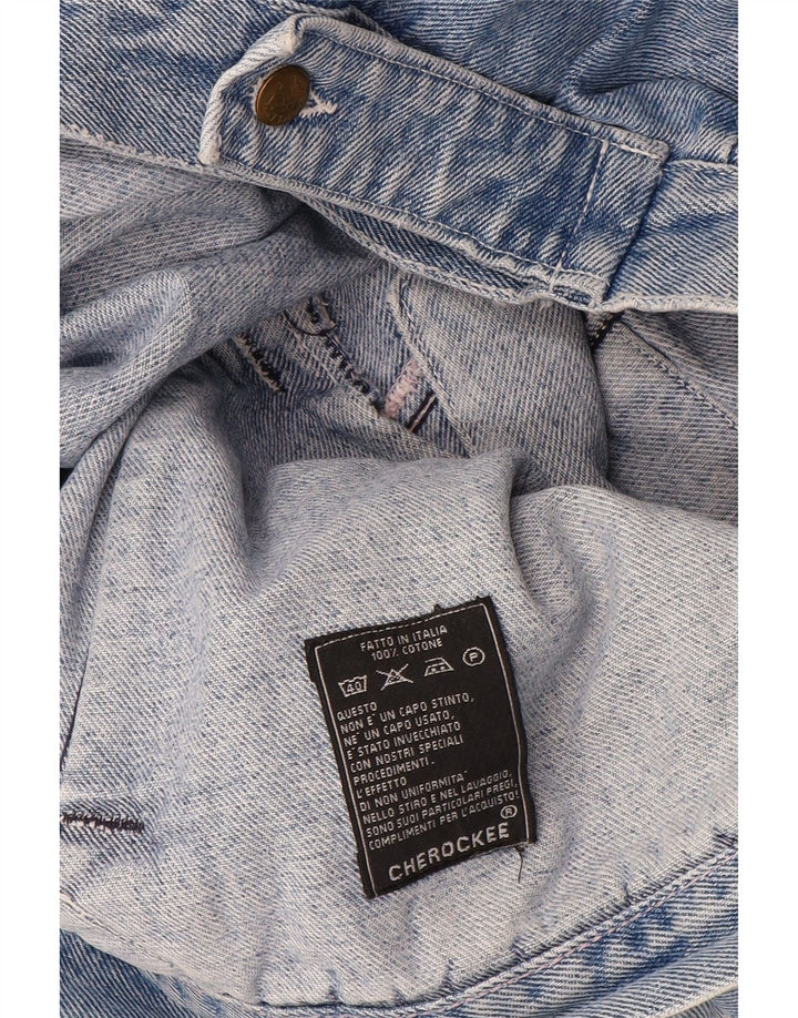 Cherokee Veste en jean graphique pour homme UK 40 Grand coton géométrique bleu
